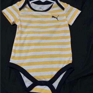 Puma Kids Bodysuit in Yellow and White Stripes